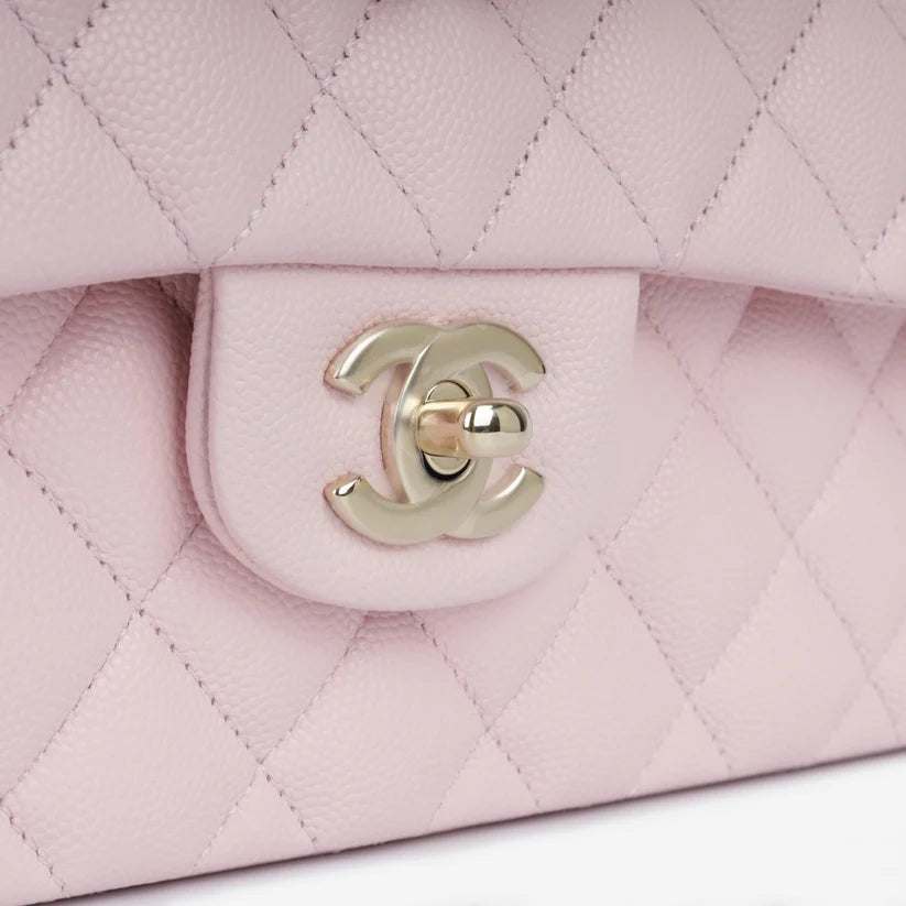 Baby Pink Caviar Leather Shoulder Bag
