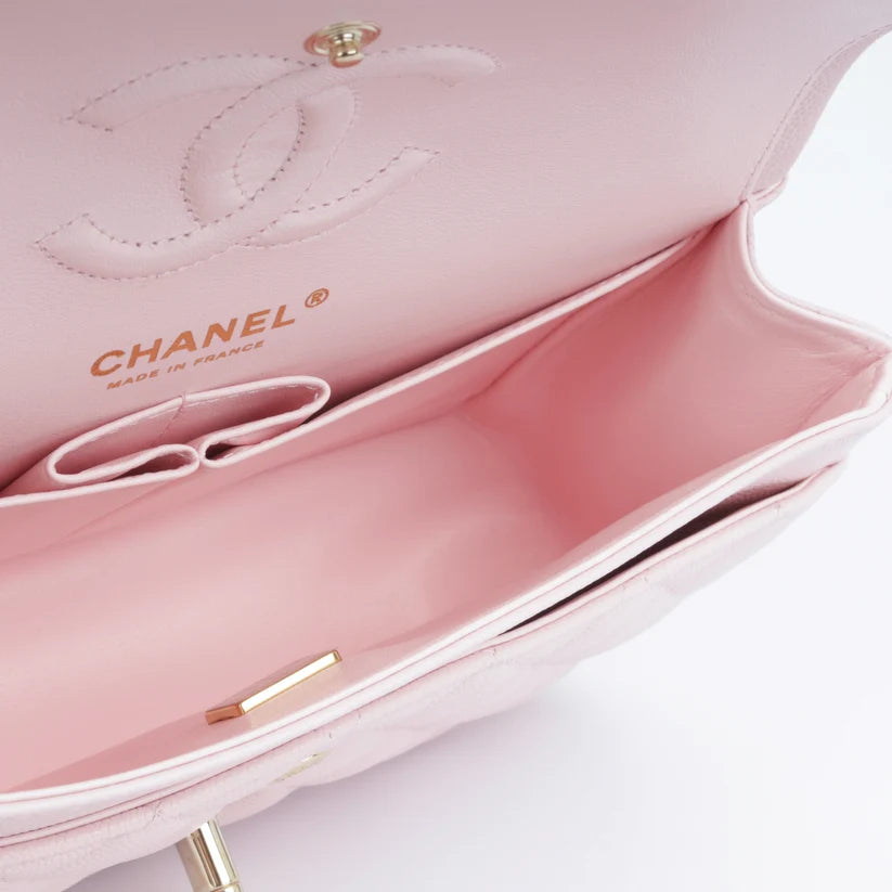 Baby Pink Caviar Leather Shoulder Bag
