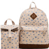 Beige Floral Backpack with Matching Lunch Bag