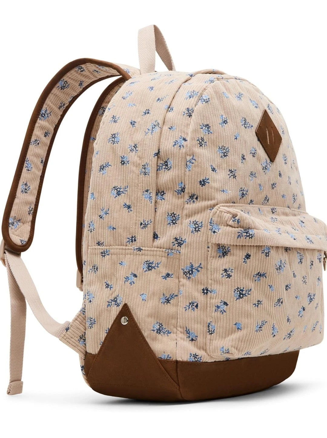 Beige Floral Backpack with Matching Lunch Bag