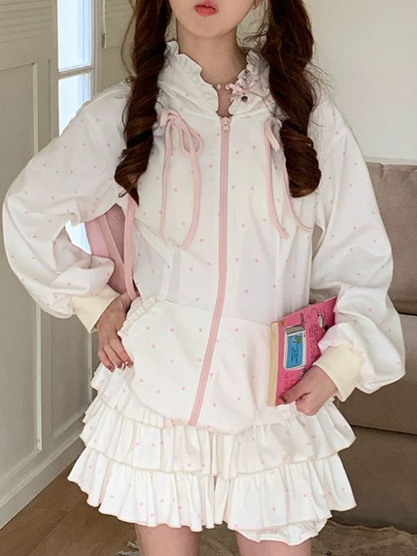 Berry Milkshake Dotty Jacket and Skirt