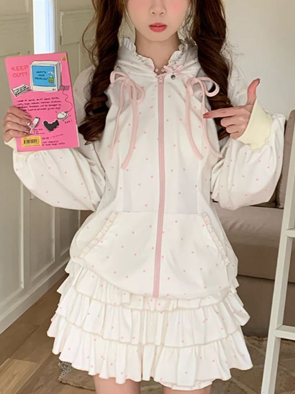 Berry Milkshake Dotty Jacket and Skirt