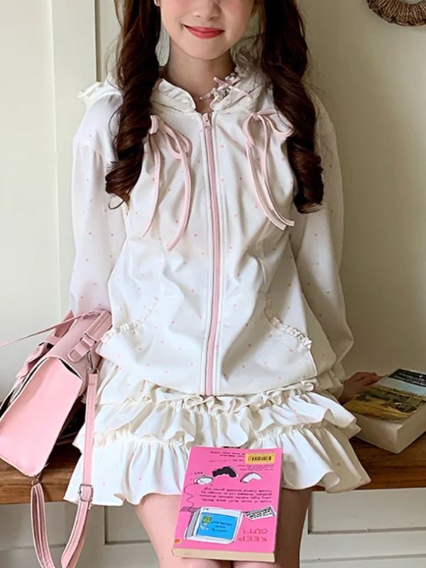 Berry Milkshake Dotty Jacket and Skirt