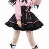 Black Ruffled Suspender Skirt with straps, featuring a kawaii back style with playful ruffles and a cute, edgy design.