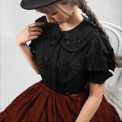Black Cute Lolita Shirt Bows