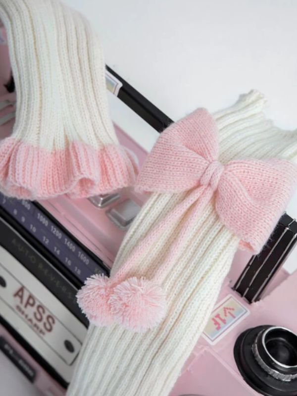 Bow Pompon Leg Warmers