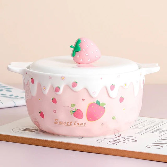 Pink Kawaii Strawberry Bowl
