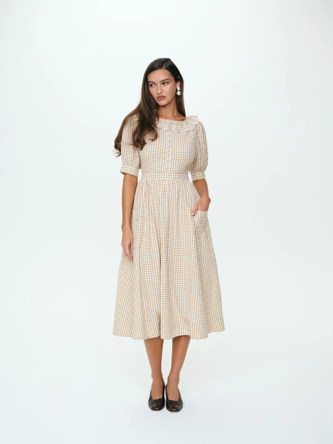 Vintage Gingham Midi Dress