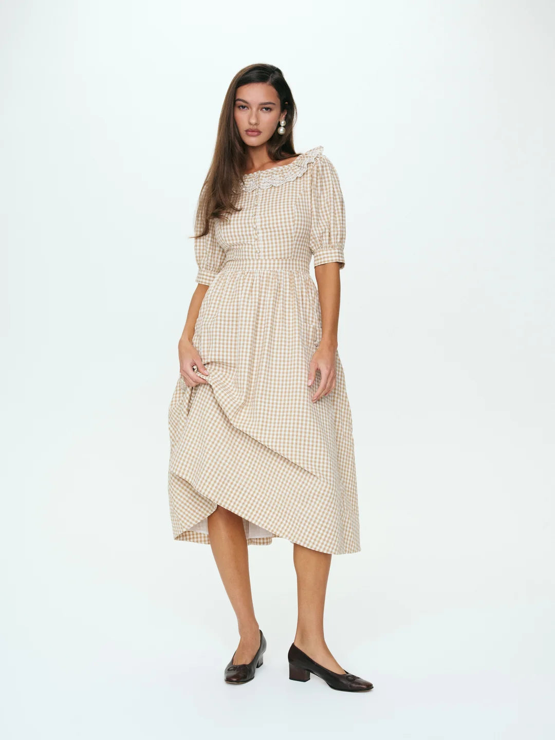 Vintage Gingham Midi Dress