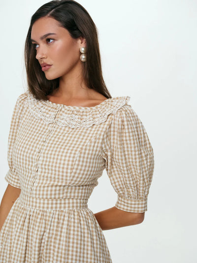 Vintage Gingham Midi Dress