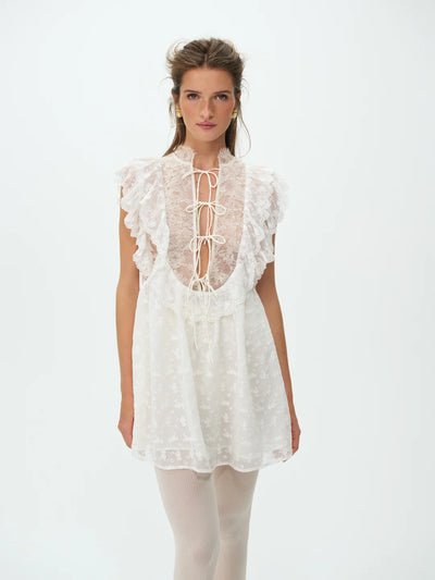 Victorian Lace Eyelet Mini Dress