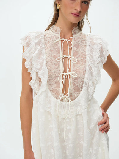 Victorian Lace Eyelet Mini Dress