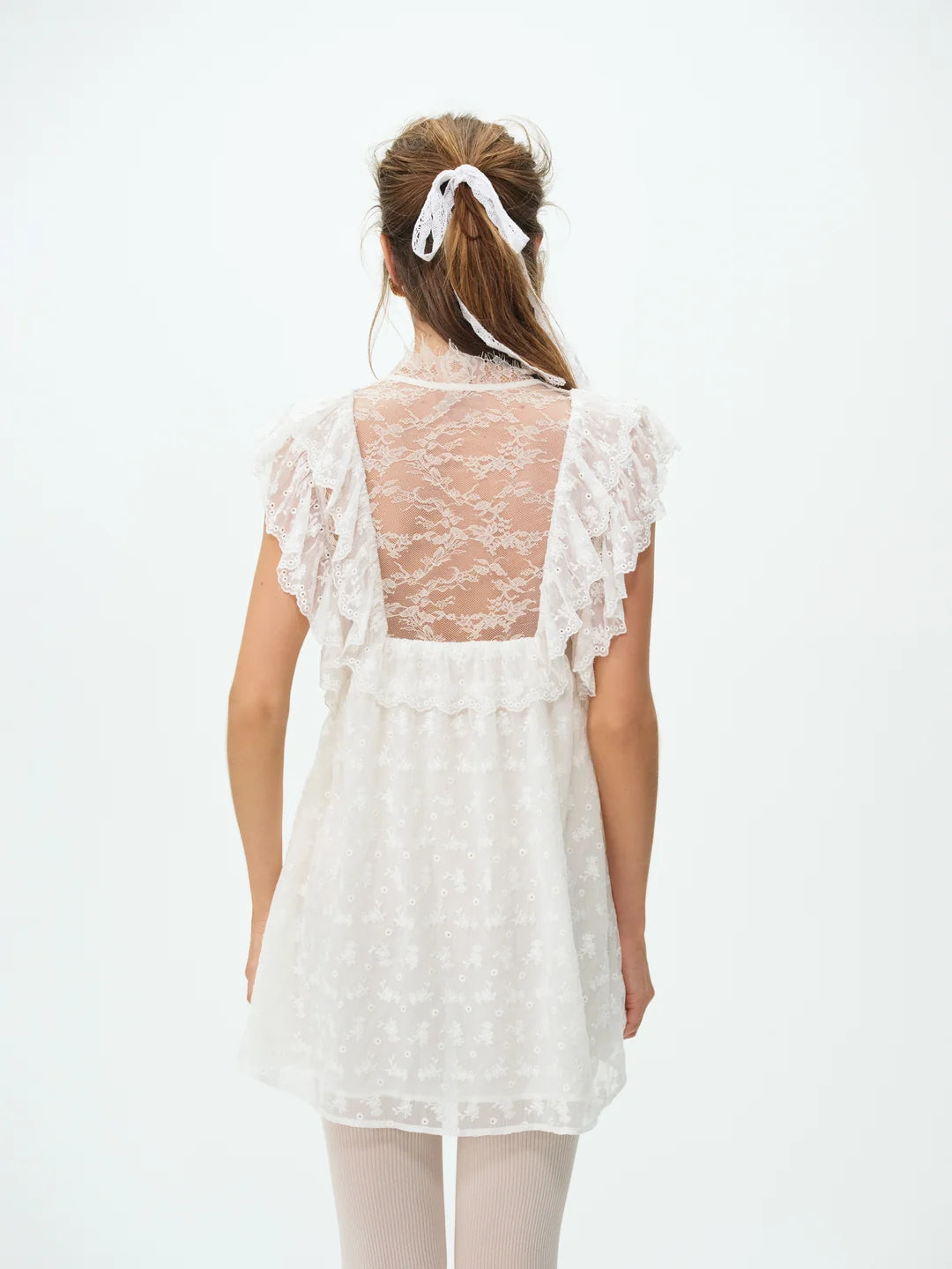 Victorian Lace Eyelet Mini Dress