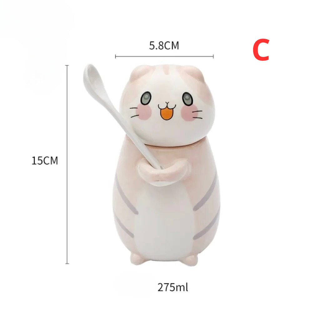 Cute Cat Mug With Cup And Spoon