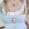 Kawaii Cat Top With Lace