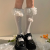 Cotton Socks Pompoms With Christmas Lace