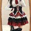 Plaid Pattern Gothic Dress Set Ruffle Skirt