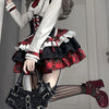 Plaid Pattern Gothic Dress Set Ruffle Skirt