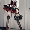Plaid Pattern Gothic Dress Set Ruffle Skirt