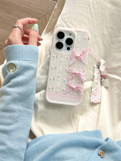 Coquette Pink Bow Phone Case with Charm
