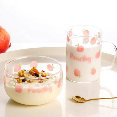 Cute Peach Bowl And Cup