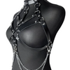 Dark Angel Harness, side view showcasing the bold straps, buckles, and intricate details for a dark, gothic, and edgy aesthetic.