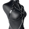 Dark Angel Harness, side view highlighting the detailed chains, adding a bold, gothic touch with a perfect balance of edgy and stylish elements.