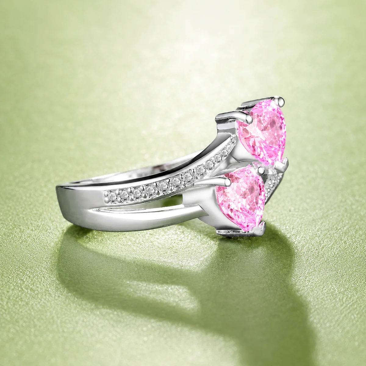 Double Pink Hearts Promise Ring
