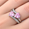 Double Pink Hearts Promise Ring