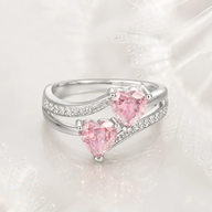Double Pink Hearts Promise Ring