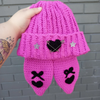 Emo Bunny Crochet Beanie featuring long floppy ears, black yarn details, and a cute yet edgy handmade design for a perfect emo-kawaii style.