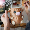 Cute cow-shaped holder for 16 oz ice cream pints, eco-friendly design.