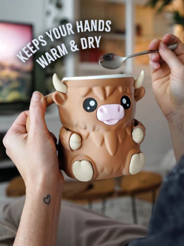 Cute cow-shaped holder for 16 oz ice cream pints, eco-friendly design.