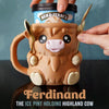 Ferdinand Highland Cow ice cream pint holder, cute and functional.