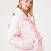 Floral Printed Puffer Ribbon Bow Jacket