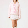 Floral Printed Puffer Ribbon Bow Jacket