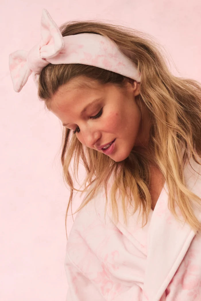 LoveShackFancy Bow Face Wash Beauty Headband – Pink & White Floral