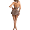 Girly Plaid Halter Crop Top – Brown
