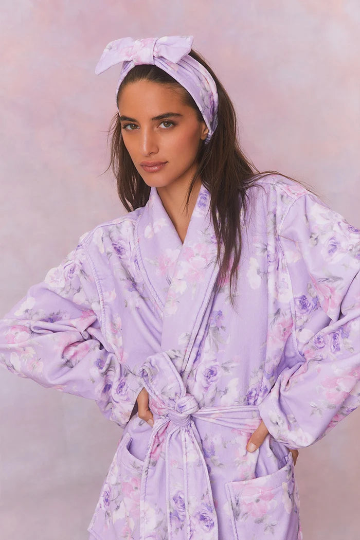 LoveShackFancy Bow Face Wash Beauty Headband – Purple Floral