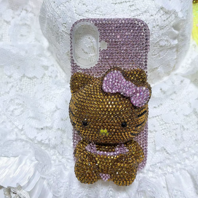 Handmade 3D Rhinestone Bling Cute Cat Phone Case
