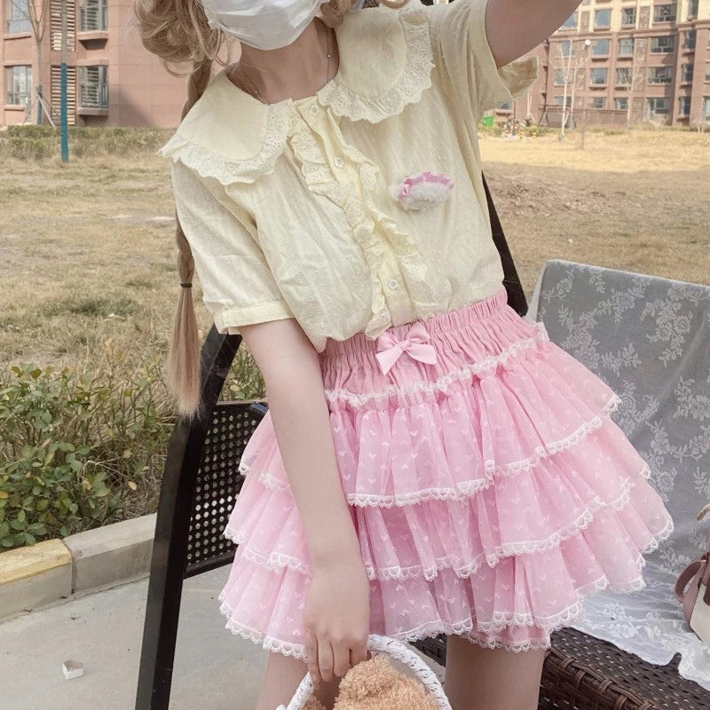 Pink Pants With Ruffled Hearts