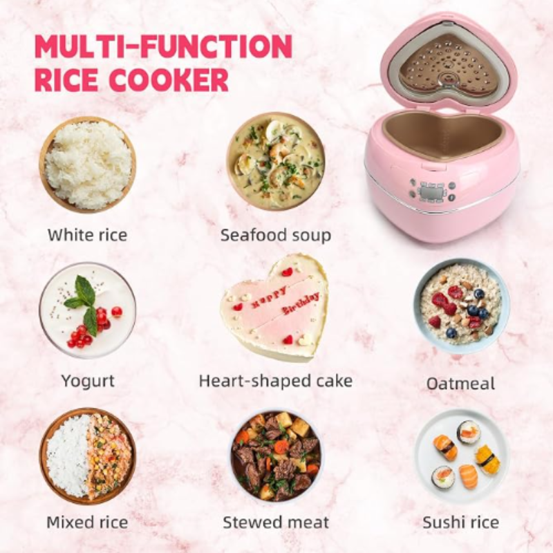 Heart-Shaped Pink Rice Cooker – 1.8L