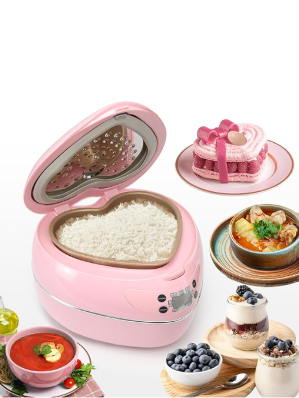 Heart-Shaped Pink Rice Cooker – 1.8L