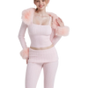 Colette Pink Fur Cable Knit Bolero Cardigan