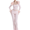 Colette Pink Fur Cable Knit Bolero Cardigan