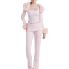 Colette Pink Fur Cable Knit Bolero Cardigan