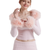 Colette Pink Fur Cable Knit Bolero Cardigan