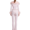 Colette Pink Fur Cable Knit Bolero Cardigan