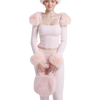 Colette Pink Fur Cable Knit Bolero Cardigan