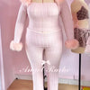 Colette Pink Fur Cable Knit Bolero Cardigan